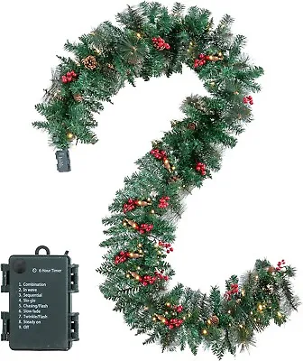 JOYIN Christmas Garland Prelit With 100 Warm Clear Lights For Winter Christmas • $23.99