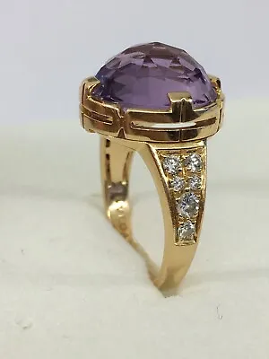 $4299 • Buy Bvlgari Parentesi 18K Rose Gold Diamonds Amethyst Pave Size  12/52 Genuine