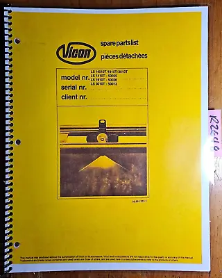 Vicon LS1410T 50025 LS1910T 50026 LS3010T 50013 Truckmount Sprayer Parts Manual  • $17.49