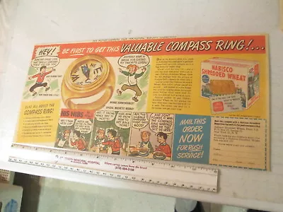 Newspaper Ad COMPASS Premium RING Nabisco SW Cereal Box 1940s  X • $8