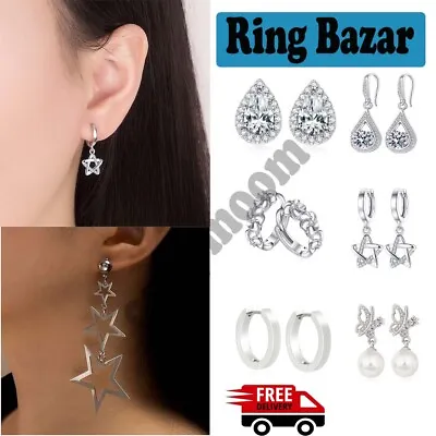 925 Sterling Silver Earrings Pack For Women Girl Sets For Men Cubic Zirconia • £3.29