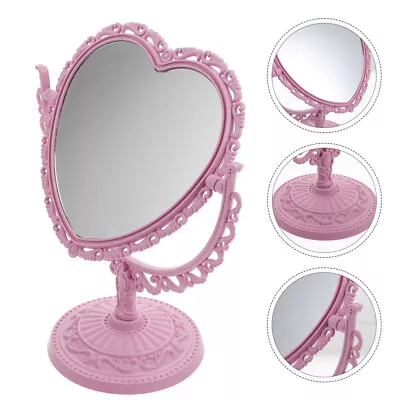  Rotating Vanity Mirror Heart For Girls Portable Makeup Stool Vintage • $12.88