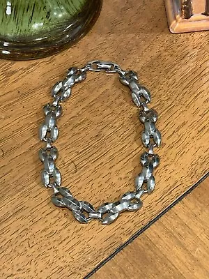 Vintage Silvertone Metal Choker Large Patterned Links • $3.99