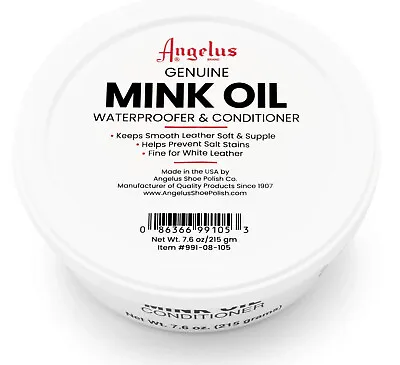 Angelus MINK OIL Paste 7.6 Oz Conditioner WaterProofer Leather Boots Shoes • $38.42