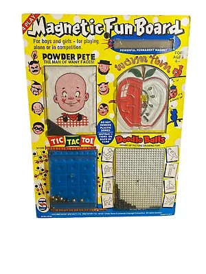 VTG 1978 Magnetic Fun Board 4 Games For Kids Travel Draw Puzzle TicTacToe S-44 • £8.63