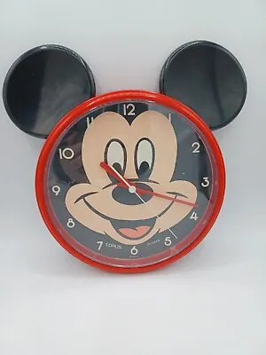 Lorus Mickey Mouse Face Ears Walt Disney Wall Clock Vintage Quartz  Working  • $12