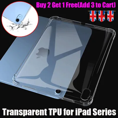 Clear Rubber Case Shockproof Cover For IPad 5/6/7/8/9/10th Gen Air 4/5 10.9 Mini • £5.87