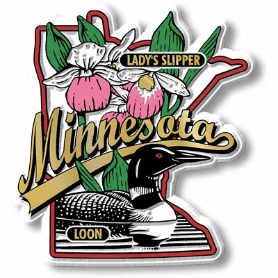 Minnesota State Bird And Flower Map Magnet By Classic Magnets • $6.99