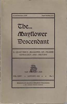 George Ernest Bowman / Mayflower Descendant Quarterly Magazine Of Pilgrim • $17