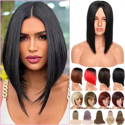 Girl Women Natural Short/Long Curly/Straight Wig Bob Synthetic Full Wigs Bangs • $18.47