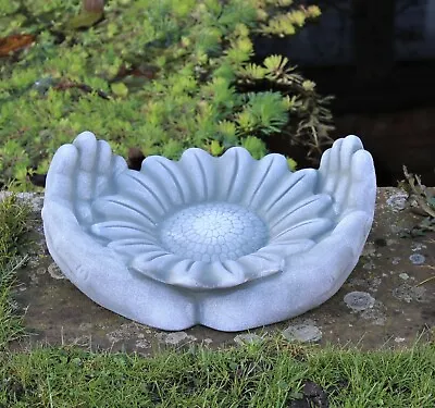 £16.95 • Buy Outdoor Garden Ornament Bird Feeder Or Bath Basin Ceramic Sunflower Statue 