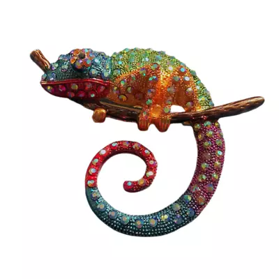 Women's Multi-Color Crystal Enamel Chameleon Lizard Costume Brooch Pin • $8.05