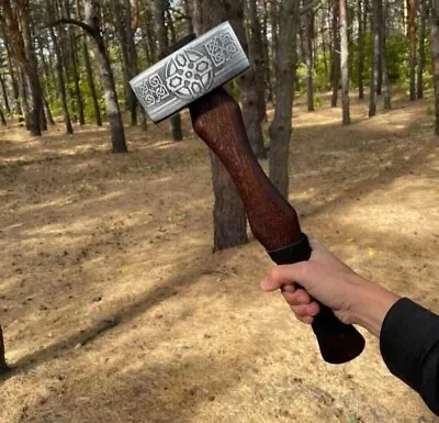 Custom Handmade Carbon Steel Viking Hatchet Tomahawk Hammer Outdoor • $110