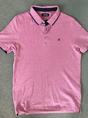 Jack And Jones Mens Rio Red / Pink Polo Shirt Size M • £7