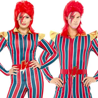 Ziggy Stardust Adults Fancy Dress David Bowie 80s Celebrity Mens Ladies Costume • £28.99