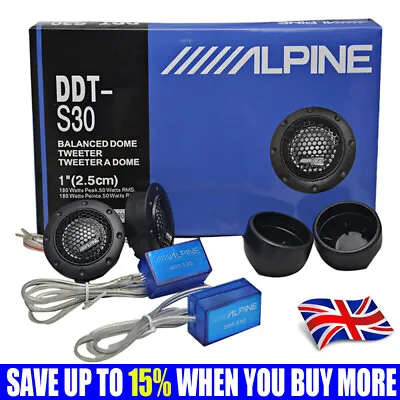 25MM 360W Dome Balanced Car Stereo Speaker Audio Tweeter Crossove ALPINE DDTS30- • £15.99