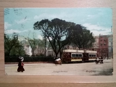 £3.50 • Buy Brighton Victoria Gardens Antique Postcard 1904 Features A Tram