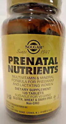 Solgar Prenatal Nutrients 120 Tablets Multivitamin & Mineral Formula Free Ship • $20.10