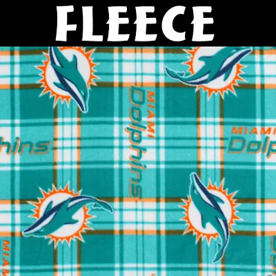 NFL Miami Dolphins Plaid 6448-D Fleece Fabric By The Yard • $21.95