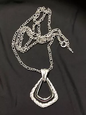 £60 • Buy CROWN TRIFARI Silvertone Door Knocker Triangle Figaro Necklace, Mint