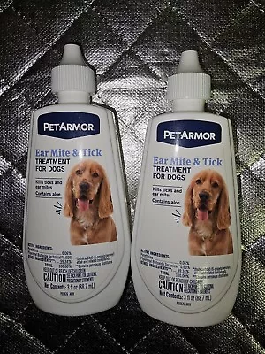 (2)PetArmor Ear Mite And Tick Treatment For Dogs 3 Oz🐶🐕🐾 • $14.98