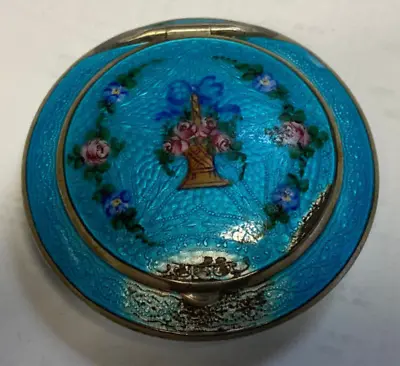 Vintage  Compact Basket Of Flowers Enameled Unknown Maker W98 • $49.95