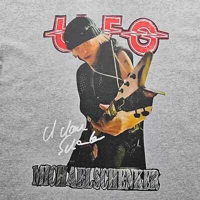 Michael Schenker Mens Shirt XL Gray Concert Band Tee UFO Rocking Out Graphic Tee • $22.99