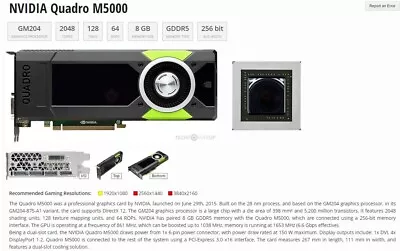 ⚠️AS IS⚠️NVIDIA Quadro M5000 8GB GDDR5 Graphics Card⚠️4x Display Port 1x DVI • $39.95