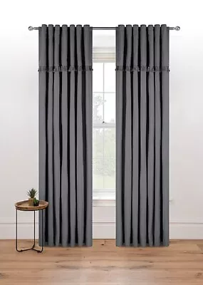 George Home Charcoal Pelmet Tassel Hidden Tab Curtains 66x90 RRP 50.00 Lot GD • £39.99