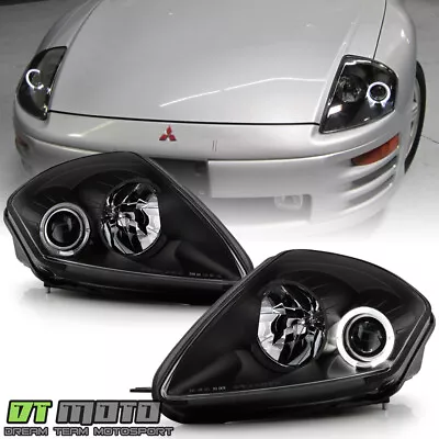 2000-2005 Mitsubishi Eclipse Black LED Halo Projector Headlights Headlamps Pair • $118.99
