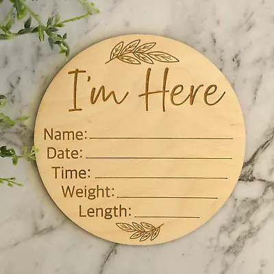 Birth Announcement Sign | I'm Here Plaque | New Baby Sign | Hello World Sign • $19.95
