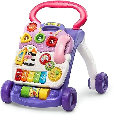 VTech Baby Push Walker Toddler Interactive Learning Toy Sit-to-Stand Lavender • $15