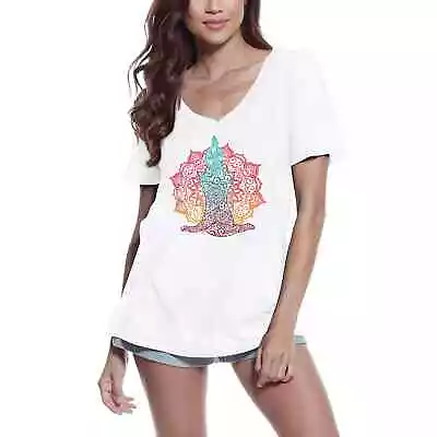 Women's Graphic T-Shirt V Neck Boho Namaste Yoga Pose Eco-Friendly Ladies • $19.63