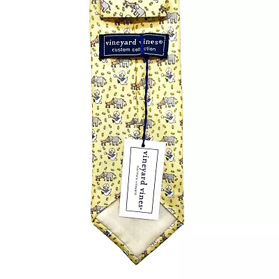 Vineyard Vines Custom Collection Tie Elephants Yellow NWT 3.5x58 • $49.99