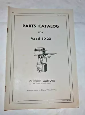 Vintage 1952 Johnson Outboard Motors Parts Catalog For Sea Horse Model SD-20 • $14.95