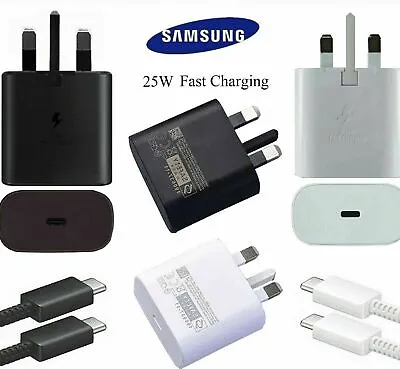 £4.99 • Buy Genuine 25W Super Fast Charger Adapter Plug & Cable For Samsung Galaxy Phones UK