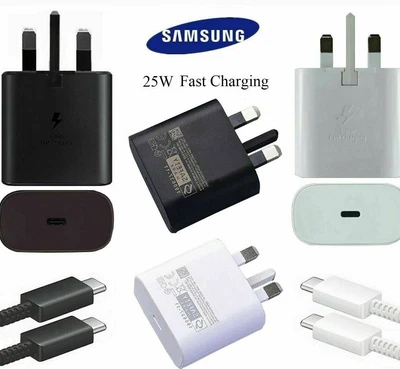 Genuine 25W Super Fast Charger Adapter Plug & Cable For Samsung Galaxy Phones UK • £12.99