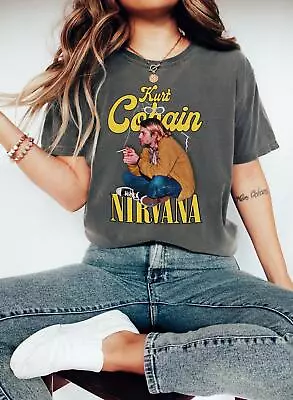 Retro Kurt Cobain T-shirt Vintage 90s Merch NIRVANA Bootleg Graphic Aberdeen Was • $25.99