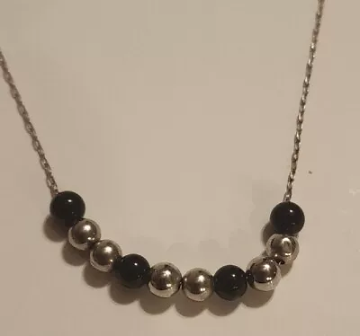 Vintage Sterling Silver Beaded Necklace 18  • $28