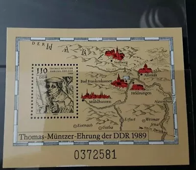 DDR 1989 Thomas Muntzer Anniversary Sheet Mnh • $2.18