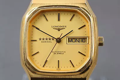 [Exc+5] LONGINES ADMIRAL Five Star L7.635.2 Gold Leather Automatic From JAPAN • £277.47