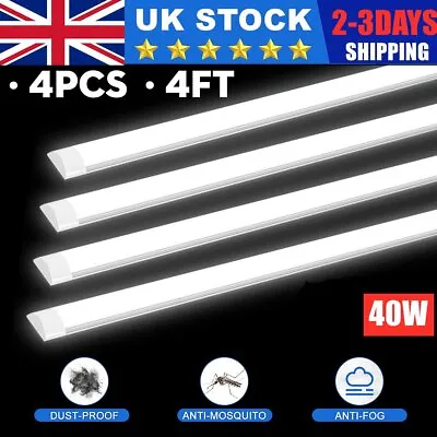 £4.89 • Buy 2-4x 4FT 120cm LED Batten Tube Light 40W Garage Workshop Ceiling Panel Lamp
