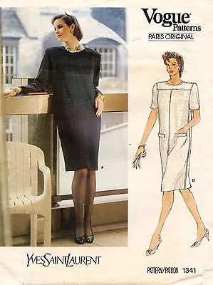 1980's  VOGUE Misses' Dress Yves Saint Laurent Pattern 1341  Size 8 UNCUT • $34.99