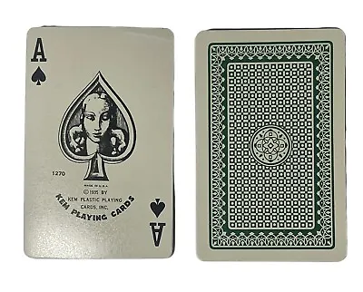 Vintage 1970 Kem Playing Cards Geometric Design Green Back Made In USA C.1935 • £21.23