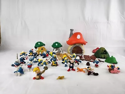 VINTAGE SMURFS Huge Lot Figures Small Houses Accesories Schleich Peyo • $199.99