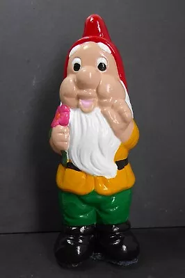 Garden Gnome Holding A Flower Hand Painted & Handcrafted In Cast Stone 25cm Tall • £28