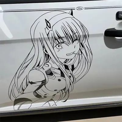 Pegatinas Laterales Para Autos Gris Negro Vinilo Adhesivo Stickers Carros Anime • $15.19