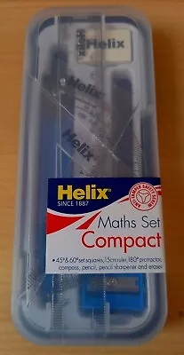 NEW Helix Compact Maths Geometry Set Compass Ruler Protractor Squares Sharpener • £4.50