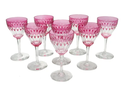 $513 • Buy 8 Val St. Lambert Cranberry Red To Clear 4 Oz Wine Goblets In Zermatt