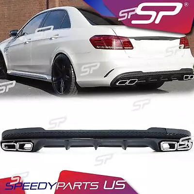 E63 Style Black Diffuser Chrome Exhaust Pipe For Mercedes E W212 2014-2016 • $299.99